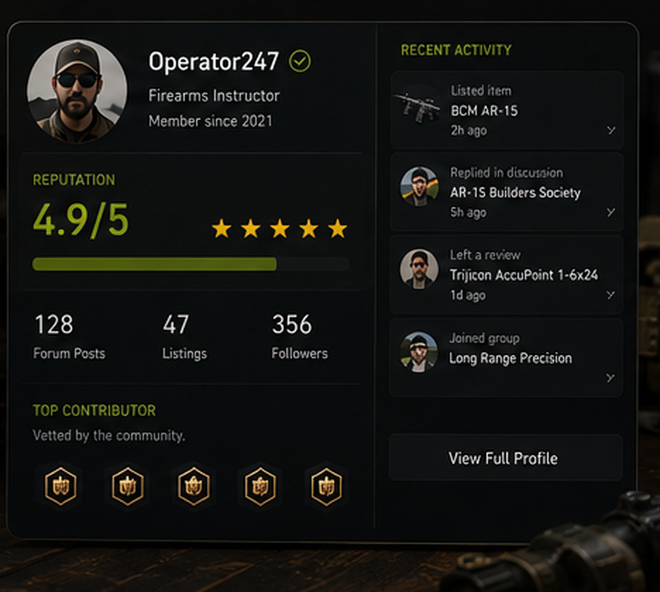 Member profile and reputation interface